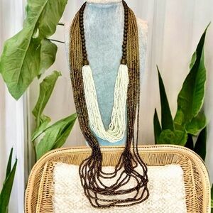 Seed beads and wood necklaces 2